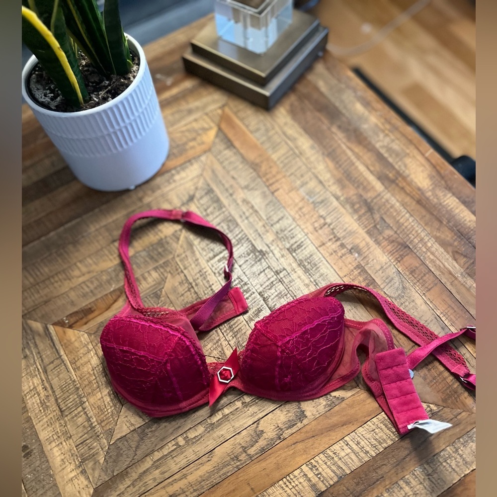 Women’s Lace Push-Up Bra - Raspberry